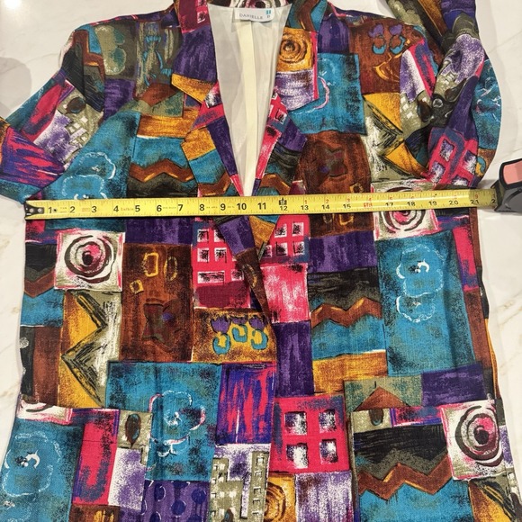 Vintage 80s Danielle B Blazer Jacket Womens Large Abstract Jewel Tones Geometric - Picture 7 of 9